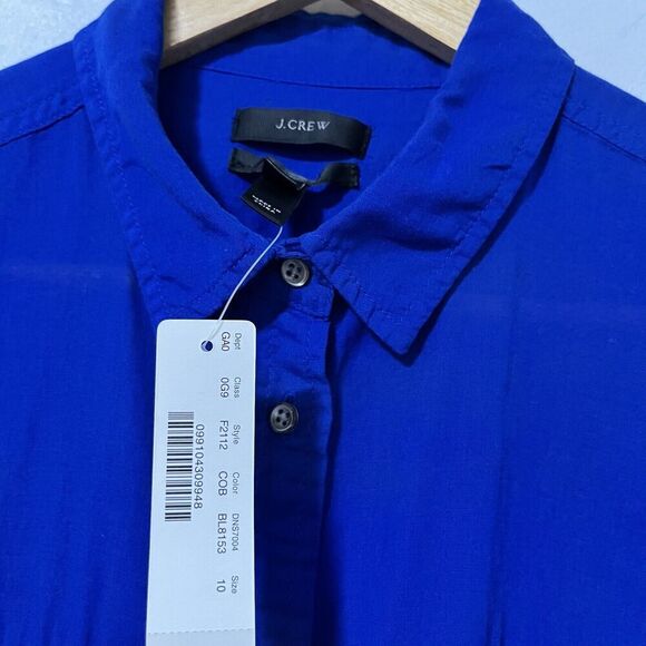 J.Crew Boy Linen Blend Button Down Shirt Size 10 Blue Lightweight Preppy Office - Picture 5 of 9
